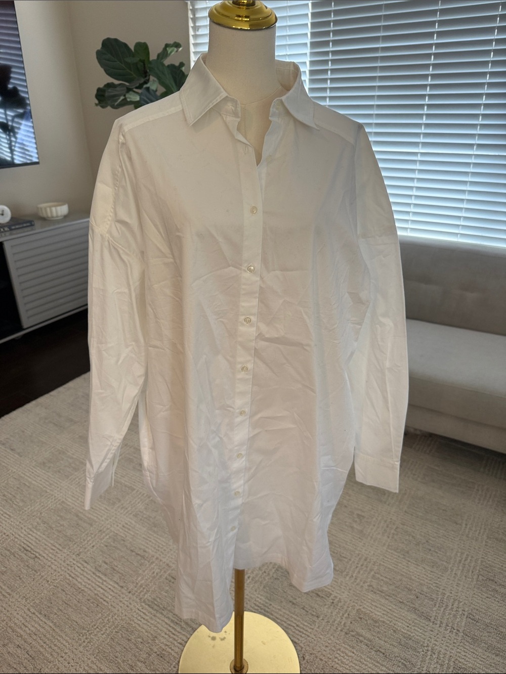 Anine Bing White Women’s Oversized Button-Up Shirt Dress